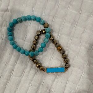 Turquoise and Gold Beaded Bracelet Set